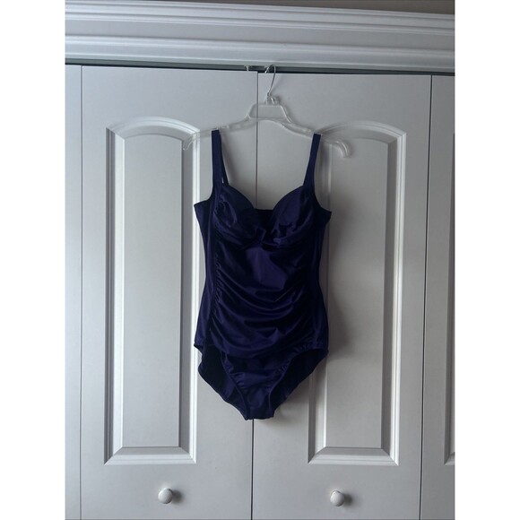 Croft & Barrow Swimsuit One Piece  Purple Ruched size 16 - Picture 1 of 5